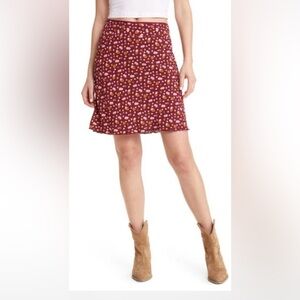 Free People IRL Floral Slip Skirt in a plum color size 12